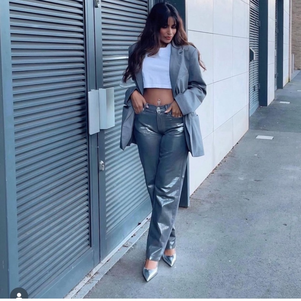 ZARA TRF STRAIGHT WAXED JEANS